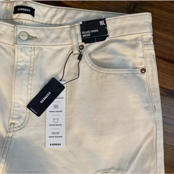 Express Ladies Cream Relaxed Tapered Mid Rise Size 16L New $88 - Picture 2 of 5